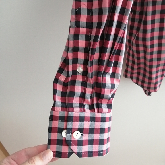 Eton Contemporary Fit Black And Raspberry Red Plaid Button Down Shirt 18 - Picture 6 of 15